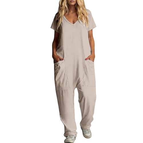 Combinaison grande taille femme col en V contre la chaleur d'été