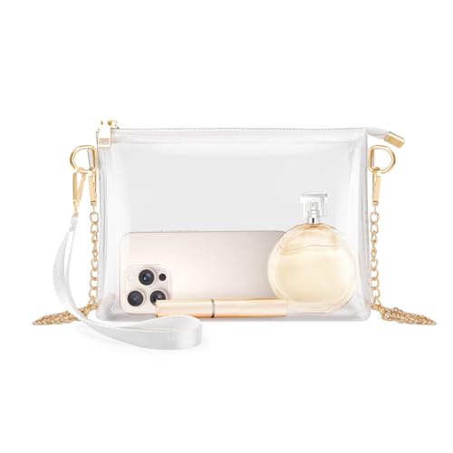 Clear Bag for Stadium Approved,Clear Crossbody Purse with Zipper and Wrist Strap for Concert, Sports