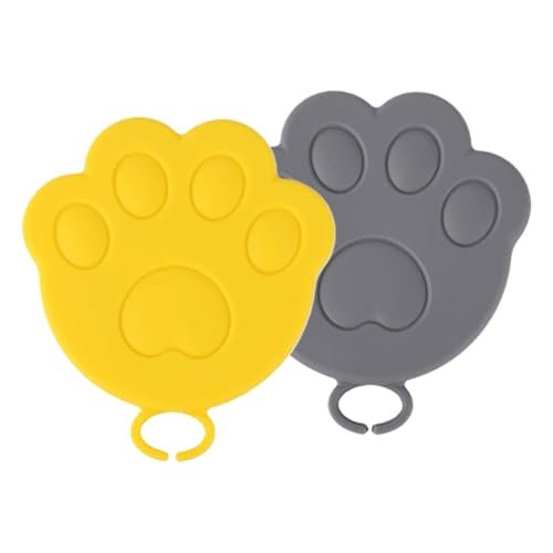 2 fundas para latas de comida de patas de gato, tapas elásticas de silicona, tapas de conservas reutilizables, tapa de patas a prueba de fugas, cubierta de tarro de conserva, accesorios de cocina