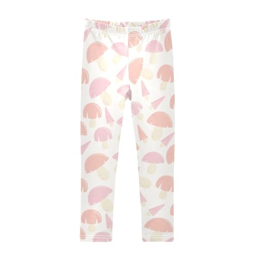 Mushroom in Flat Girls Leggings,Workout Leggings for Girls Toddler Athletic Leggings Size for 3-10T