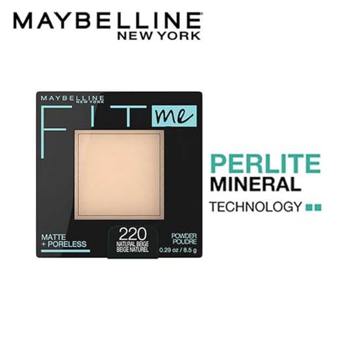 Maybelline New York Powder Foundation, Pressed Powder Compact, Mattifies Skin, Incl. Mirror and Applicator, Fit Me, 220 Natural Beige, 8.5g - Image 4