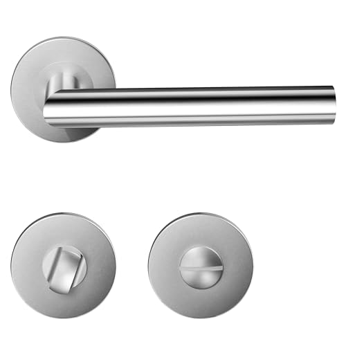 HAIFUAN 1 confezione di maniglia per porta in acciaio inossidabile pomello per bagno, set di maniglie per serratura porta, barra per porta, acciaio inossidabile spazzolato (S02-103BK)