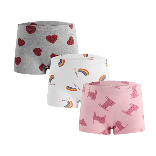 Symunnia Little Girls 3 Pack Boxer Briefs Panties Kid Girl Cute Graphic Print Underwear Toddler Baby Cartoon Pattern Underpants Shorts(5-6T,#18)