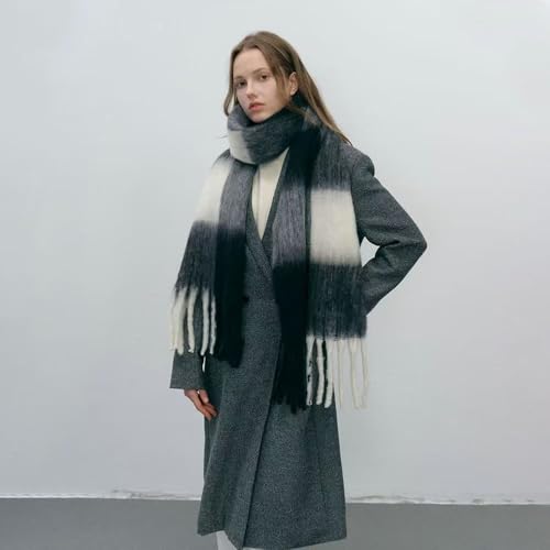 Women Chunky Plaid Scarf Oversized Big Grid Tassel Large Wrap Scarf Soft Fall Winter Thick Warm Shawl Scarves2