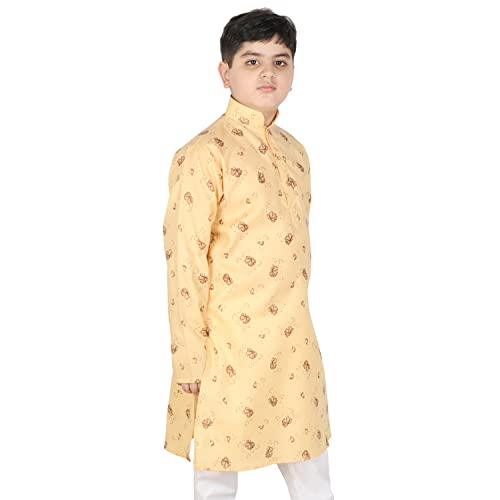 Image of SG YUVRAJ Printed Cotton Kurta For Boys