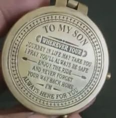 Brújula de latón personalizada para hijo con caja de madera – Regalo de papá con diseño náutico de ancla miniatura 4