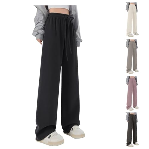 Sweatpants for Girls Baggy Wide Leg Sweat Pants Elastic High Waist Cute Trousers Athletic Joggers Teen Trendy Clothes