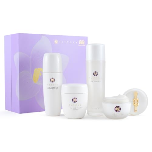 Tatcha Ritual for Firm Skin Set ($353 VALUE) | Includes Full Size Camellia Cleansing Oil, Rice Polish Classic, The Essence & The Silk Cream