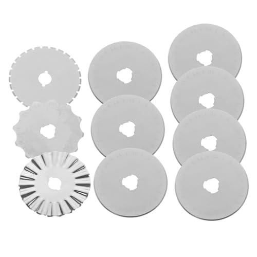 IWOWHERO 10pcs 45mm Rotary Cutter Blades for Quilting Sewing Fabric Cutting Tool Replacement Blades 4 Types of Edges