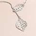 WCRAZYE Bohemian Leaf Earrings and Necklace Set for Women Unique Simple Gold Silver Lightweight Cutout Leaf Dangle Drop Earrings Fashion Filigree Leaf Y Necklace Gold Leaves Y Lariat Necklace Choker Jewelry Gifts (Silver)