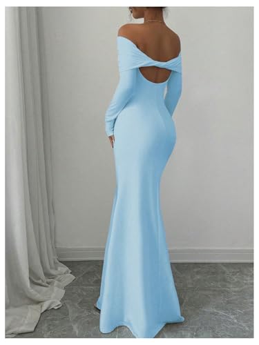 Image of SOLY HUX Women's Long Sleeve Off The Shoulder Bodycon Dress Elegant Maxi Dress Cocktail Prom Dresses
