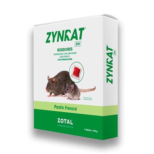 Veneno Pasta Fresca contra Ratas y Ratones ZYNRAT DN PASTA FRESCA 150 GR | Alta Eficacia | Difencacoum | Eficacia con una sóla ingesta | Con agente amargante para Mascotas y Niños | Nexum Market