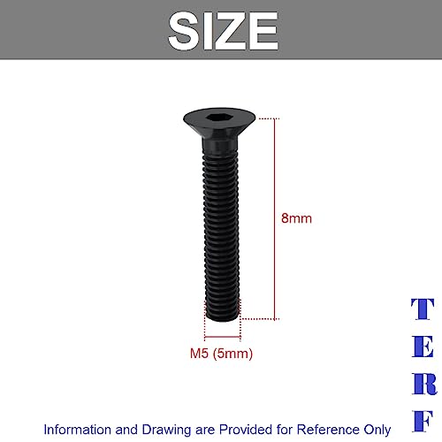 TERF® M5 X 8mm Hex Socket Countersunk Black Machine Screw M5 (5mm) X 8mm Allen Key Bolts Hexagonal Socket Countersunk Machine Screws - Image 3