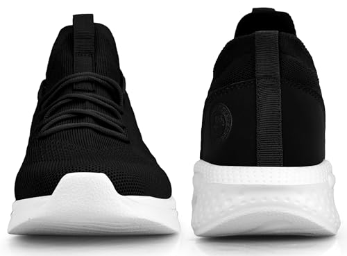 Pujcs Men Sneakers Lightweight Running Shoes for Men Slip on Walking Shoes Black White4