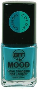QT Mood Nail Lacquer Color Changing Nail Polish Teal to Turquoise 0.5 oz /15 ml Made In USA