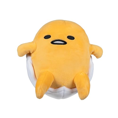 Jazwares Hello Kitty and Friends - 8 Gudetama Squishy Plush Relaxing in an Egg Shell - Officially Licensed Sanrio Product Ages 6+