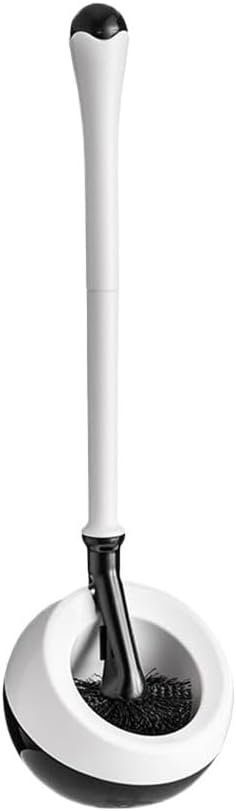 Toilet Brush Holder Round Floor Mounted Plastic Toilet Brush with Long Handle Breathable Base