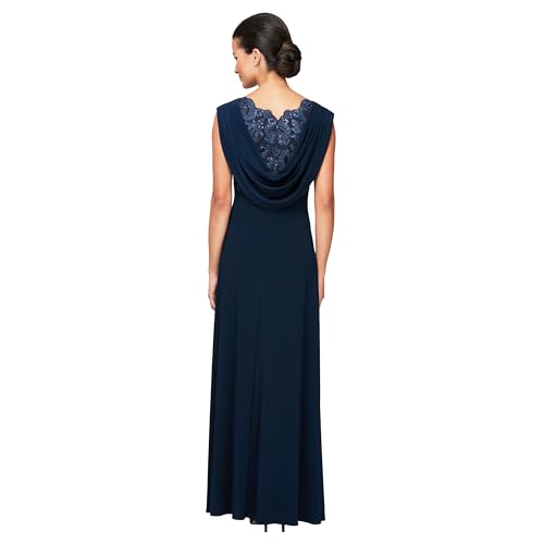 Alex Evenings Women's Long Cowl Back Mother of The Bride Dress, Formal Event, Wedding Guest Gown (Petite and Regular Sizes)2