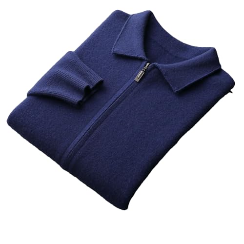 Men's Winter Lapel Cashmere Cardigan Casual Loose Rib Knit Cardigan Sweater with Pockets