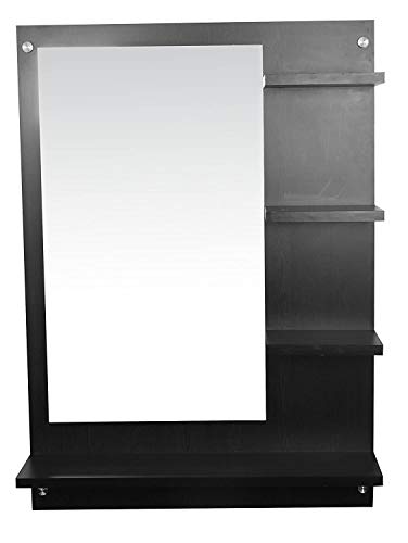 Image of Dime Store Wall Mirror with Shelf for Living Room Bedroom Dressing Mirror for Wall Decor (Brown) (Black)