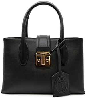 Trussardi Borsa Media 75B01090 in Ecopelle Colore Nero con Chiusura Clip Oro