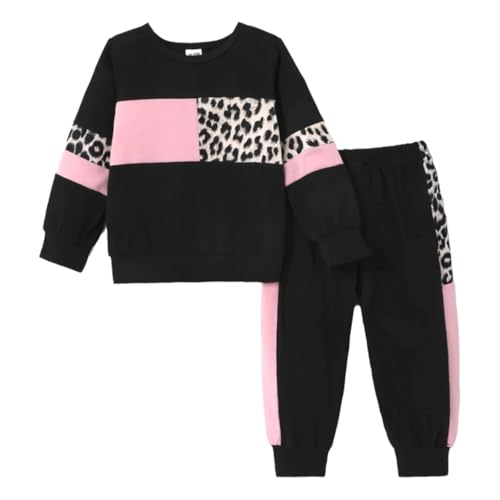 Image of Tween Girl's Letter Print Top + Jogger Pants 2 Piece Casual Outfit Set Kids Fall Clothing, Sizes 6-14 Years