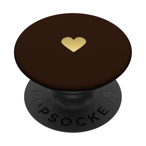 Dark Brown Deep Heart Minimalist PopSockets Adhesive PopGrip