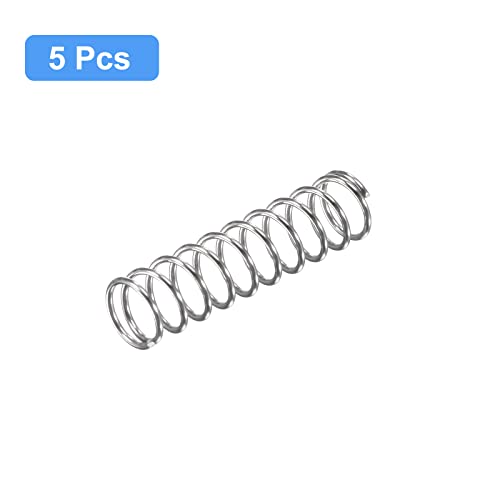 Image of uxcell Compression Spring, 5Pcs 304 Stainless Steel, 8mm OD, 0.8mm Wire Size, 30mm Free Length, Silver Tone