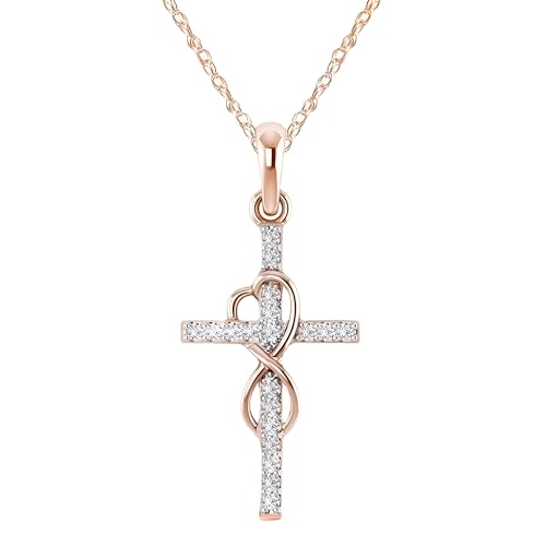 accesorios Amor Eterno Infinito Para Mujeres Niñas, Cristal De Circón Brillante Chapado - Collar De Corazón Y Cruz De Fe, Religioso