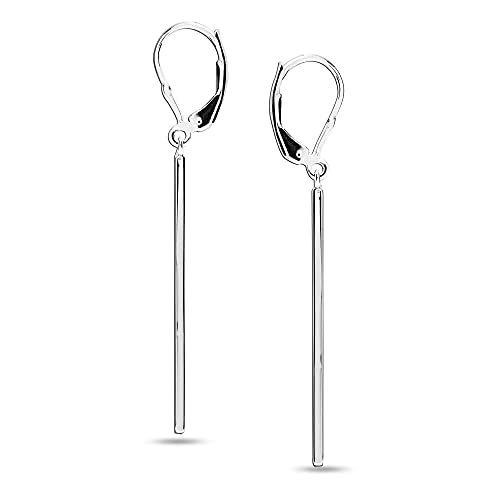 Charmsy Sterling Silver Jewelry Vertical Bar Light-Weight Leverback Drop Dangle Earrings For Women 53 Mm #TOP2