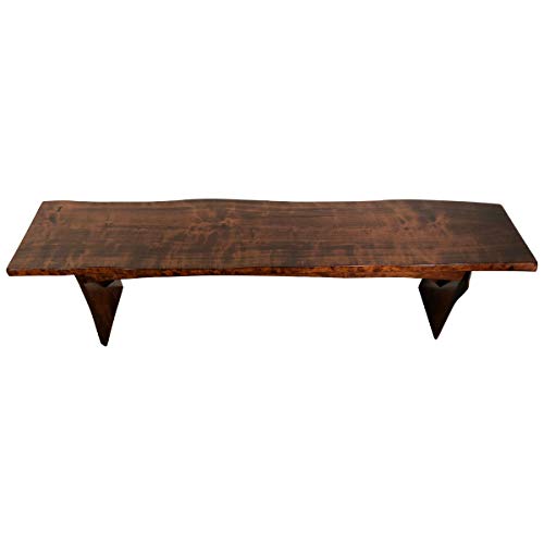Live Edge Wooden Bench – Solid Wood Dining Bench – Rustic Home Décor Furniture – Natural Edge Wooden Slab Bench (3' Long, Rustic Cherry Wood With Asbury Stain) #TOP8
