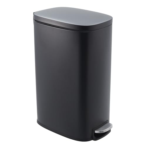 Caneca de basura rectangular negro 50 L slim acero