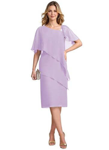 Chiffon Mother of The Bride Dresses for Women with Ruffle