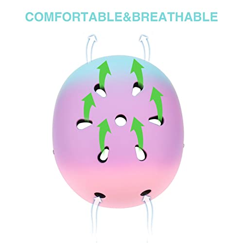 Kids Bike Helmet,Color Gradient Adjustable Helmet For Youth Girls Boys Multi-Sports Skateboard Inline Skating Scooter Cycling, 3-8-12-15 Years #TOP2