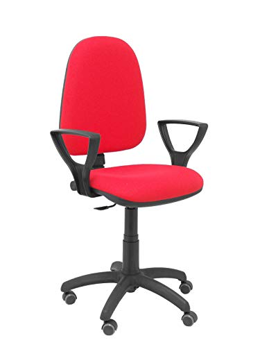 Piqueras y Crespo 04CP - Silla de Oficina ergonómica con Mecanismo de Contacto Permanente, Regulable en Altura y Ruedas de parquet, Color Rojo