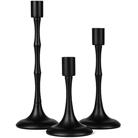 Matte Black Taper Candle Holder Set of 3 Black Candlestick Holders Modern Farmhouse Candle Stick Candle Holder for Candlesticks for Wedding Christmas Thanksgiving Party Dining Table Centerpiece Decor Cover