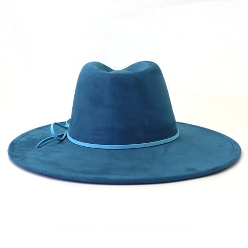 Image of Fedora Hats for Women Man with Big Wide Brim Classic Suede Panama Hat Western Outdoor hat