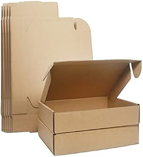 Corrugated Cardboard Shipping Boxes, 200×145×45mm Royal Mail Small Parcel PiP Postal Boxes, Brown Packaging Mailing Boxes for Business, Posting, Storing or Gift (Pack of 10)