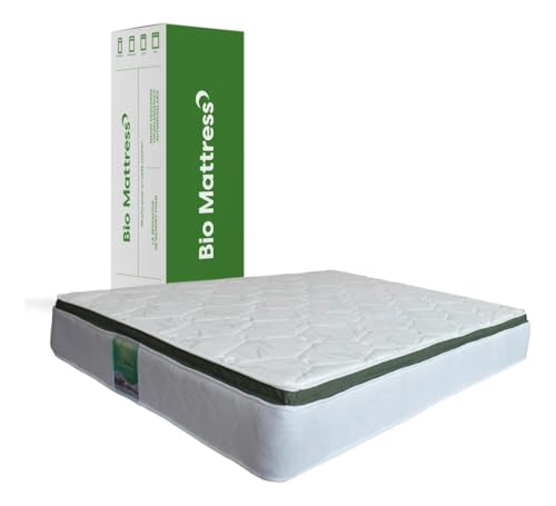 Bio Mattress Colchón Bamboo de Resortes Superlastick Matrimonial con Capa de Memory Foam y Confort Blando Que Refuerza el Soporte y Disminuye el Movimiento Certificado CertiPur, 3 años de Garantía