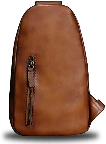 LRTO Genuine Leather Sling Bag - Crossbody Backpack For Men & Women, Medium Brown