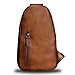 Genuine Leather Sling Bag Crossbody Purse Handmade Hiking Daypack Motorcycle Bag Retro Shoulder Backpack Vintage Chest Bag (Brown)