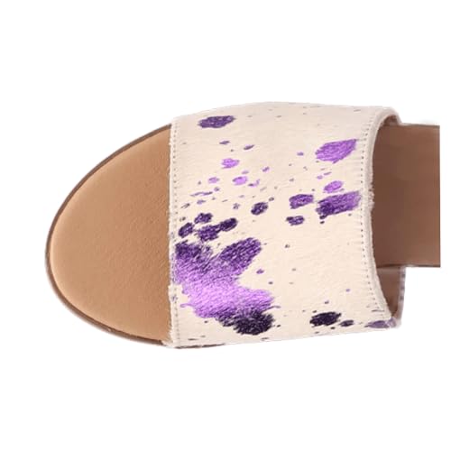 Dingo Womens Moo Moo Metallic Slide Casual Sandals Casual - Purple4