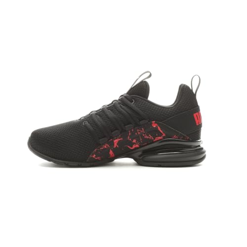 Image of PUMA Kids Boys Axelion Mesh Printed Fade Lace Up Sneakers Shoes Casual - Black, White