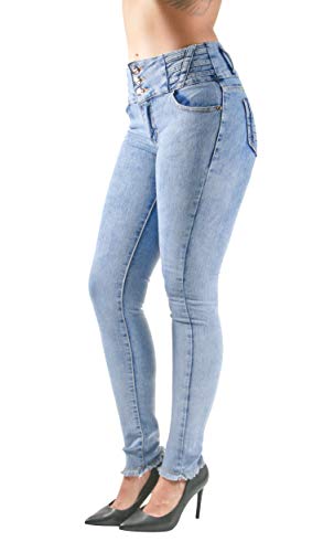 Plus/Junior Size Colombian Design Butt Lift Unfinished Hem Skinny Jeans - Main Image