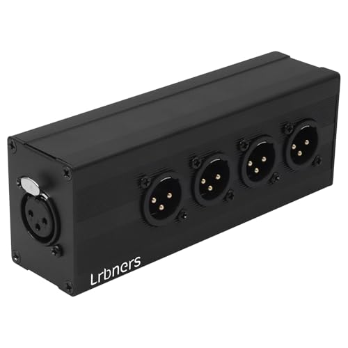 Lrbners 3Pin XLR 1 Female to 4-way Male Audio Splitter Box - Aluminum Alloy Chassis, Locking...