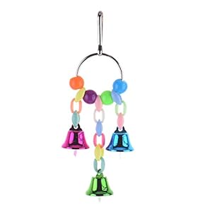 Hypeety Birds Cage Accessory Parrot Macaw Chew Bell Toys Colorful Swing Hanging Toy (B)
