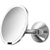 simplehuman 8 Sensor Makeup Mirror, Wall Mount, 5X Magnification, Hard-Wired (100-240v), Polished Stainless Steel