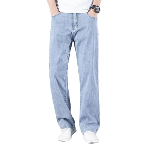 Men's Spring Fall Jeans – Business Casual Straight Loose Fit Denim Pants, Fashion Work Trousers