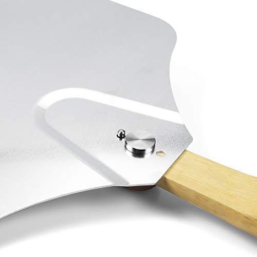Vodche Aluminum Pizza Peel 12 x 14 Inch Pizza Spatula with Foldable Wood Handle, Easy Storage Pizza Paddle Pizza Turning Tool for Homemade Pizza and Baking Bread - Thumbnail 3