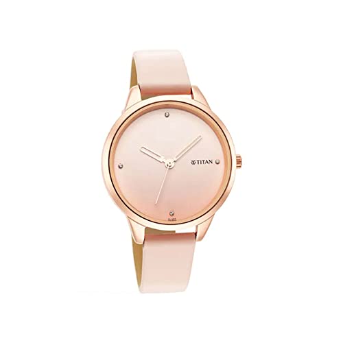 Titan pink leather strap watch – image 4